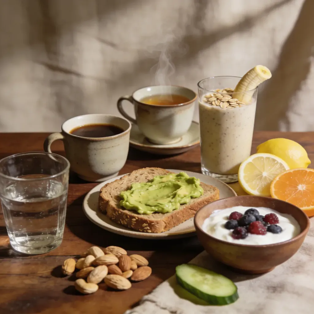 Bebidas naturales, fruta y alimentos saludables para tener más energía durante el día