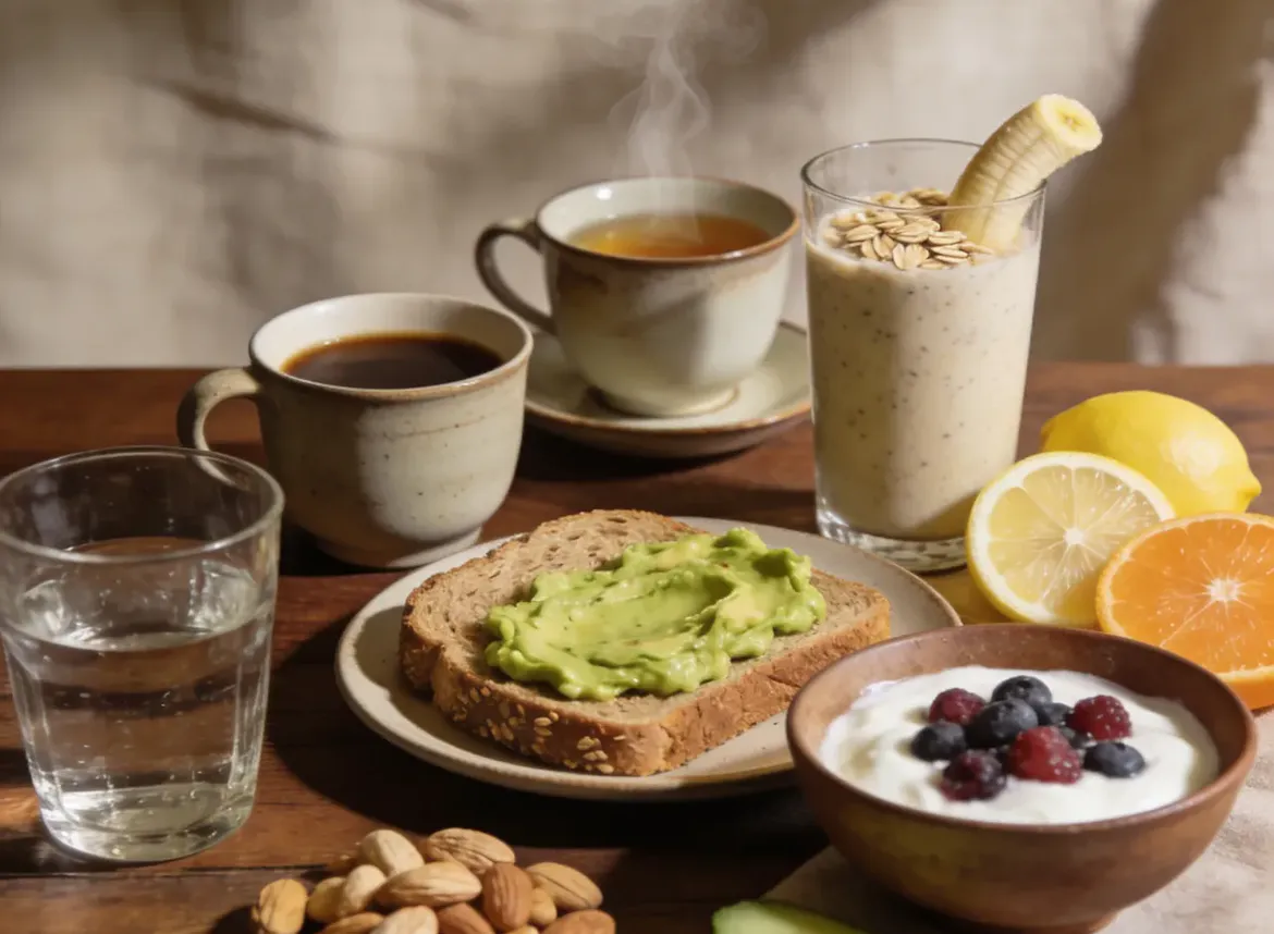 Bebidas naturales, fruta y alimentos saludables para tener más energía durante el día