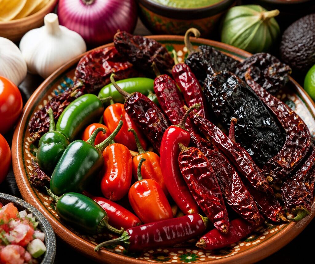 Tipos de chiles y salsa picante ordenados por su nivel de picor en la escala Scoville