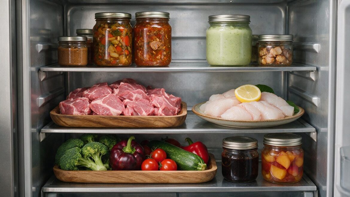 Nevera organizada con alimentos frescos para reducir el desperdicio alimentario