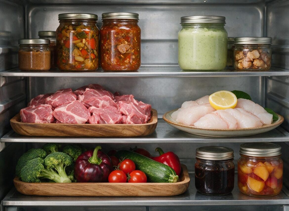 Nevera organizada con alimentos frescos para reducir el desperdicio alimentario