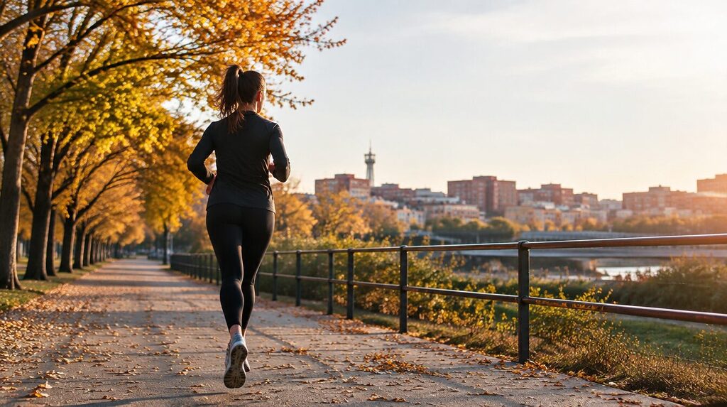 Corredor entrenando por el Parque Forestal de Entrevías en Vallecas