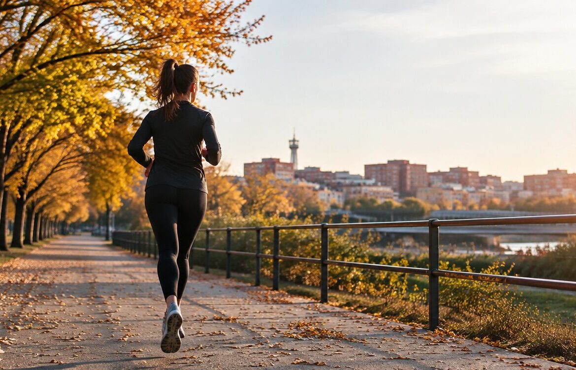 Corredor entrenando por el Parque Forestal de Entrevías en Vallecas